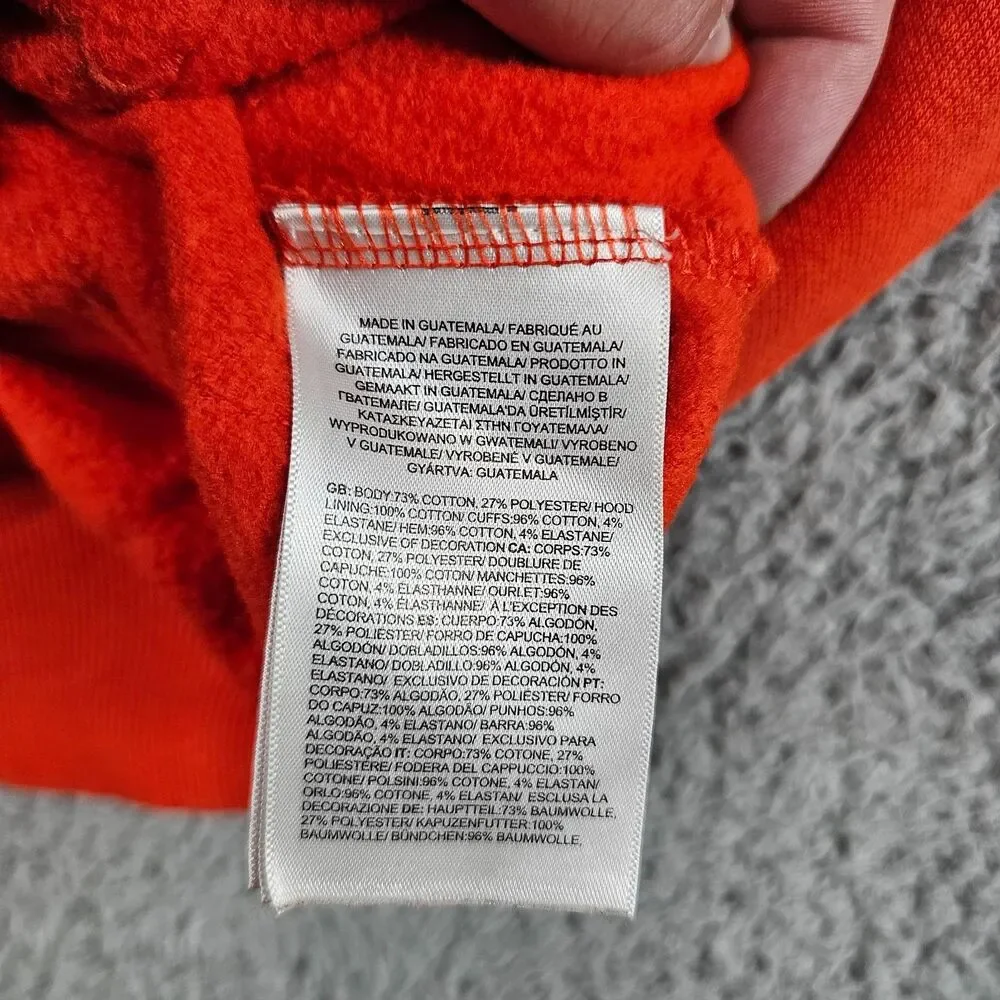 North Face Hoodie Men Small Orange Graphic Logo Athleisure Camp Hike Gorp Travel